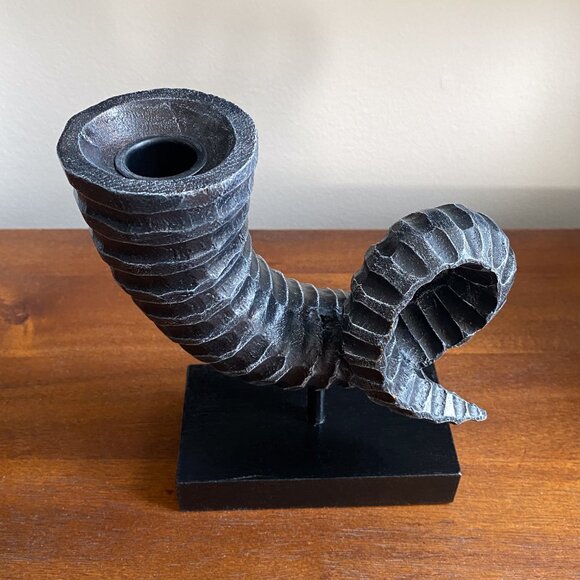 Handmade Black Wooden Spiral Horn - Viking / Skyrim Style - Picture 2 of 9